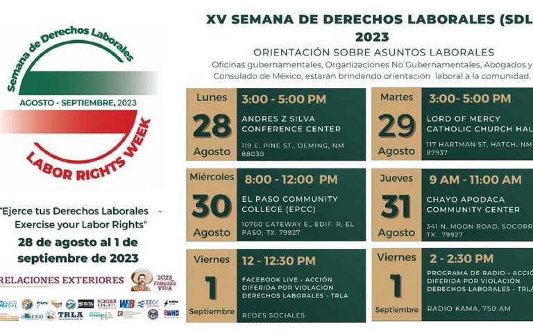 Consulado Mexicano invita a participar en la XV de la Semana de Derechos Laborales thumbnail