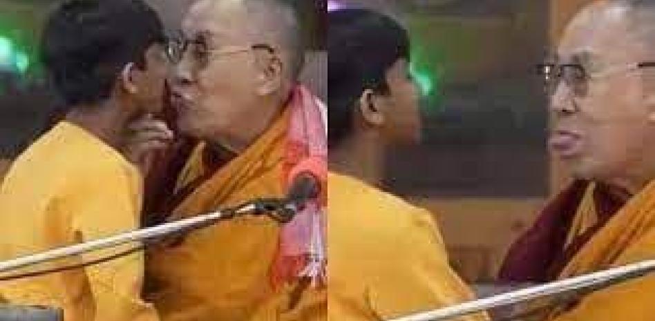 Dalai Lama besa a niño en la boca y le pide que le ‘chupe’ su lengua en evento budista thumbnail
