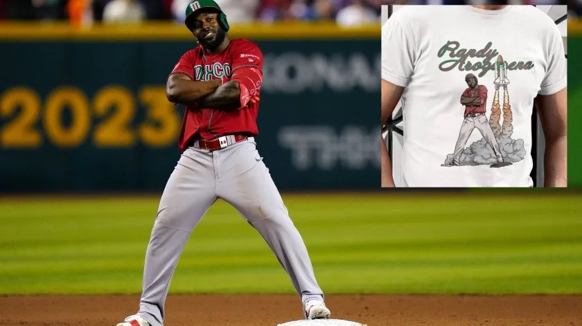 Randy Arozarena pone a la venta colección de ropa con la imagen de su famosa celebración thumbnail