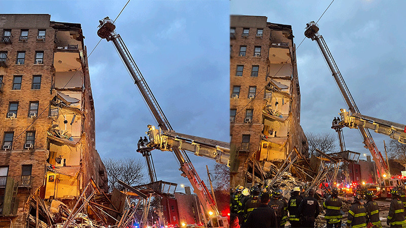 Edificio colapsa parcialmente en el Bronx, en Nueva York thumbnail
